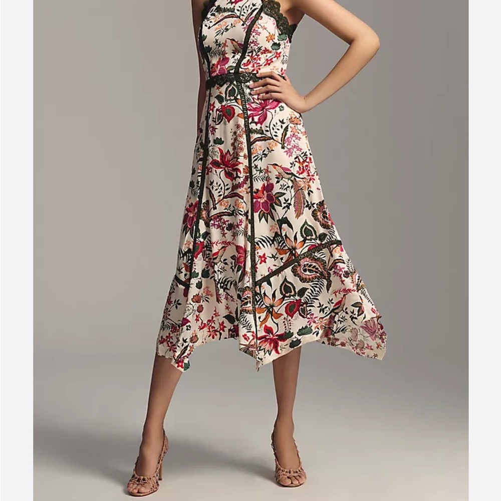By Anthropology Halter Floral Asymmetrical Dress